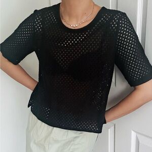 Banana Republic Black Boxy Crop Blouse